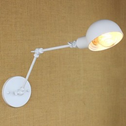 Lámpara de pared moderna de hierro forjado con brazo largo blanco doble para sala de estar, pasillo, dormitorio, mesita de noche, estudio
