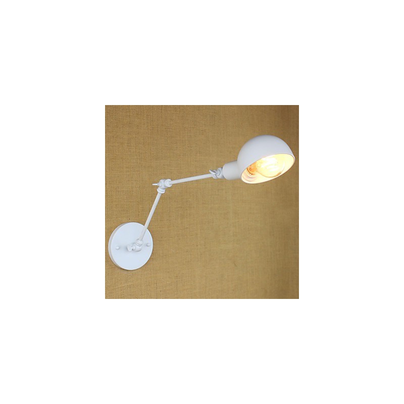 Lámpara de pared moderna de hierro forjado con brazo largo blanco doble para sala de estar, pasillo, dormitorio, mesita de noche, estudio
