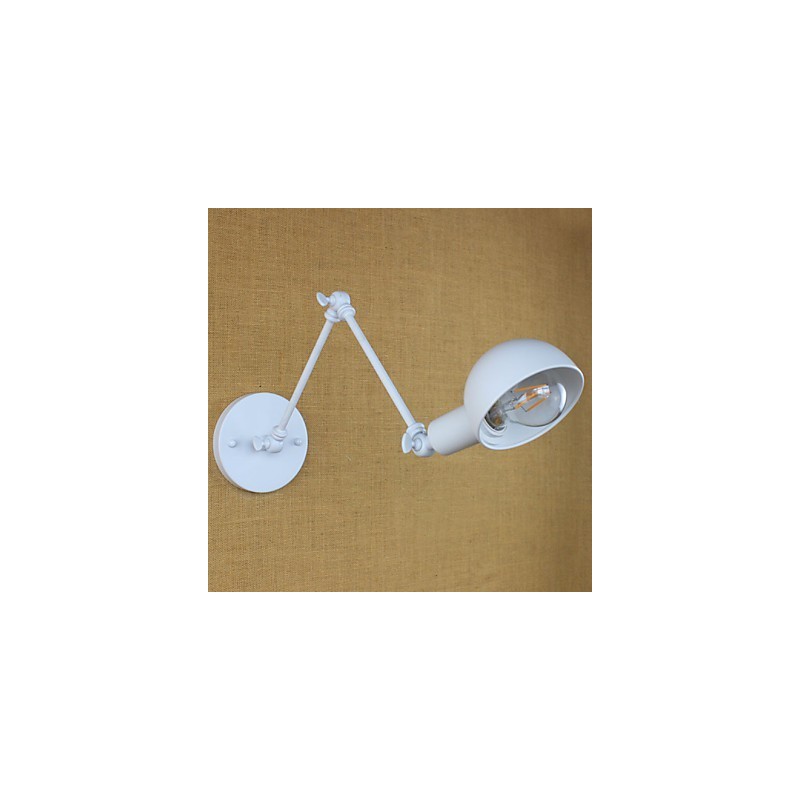 Lámpara de pared moderna de hierro forjado con brazo largo blanco doble para sala de estar, pasillo, dormitorio, mesita de noche, estudio