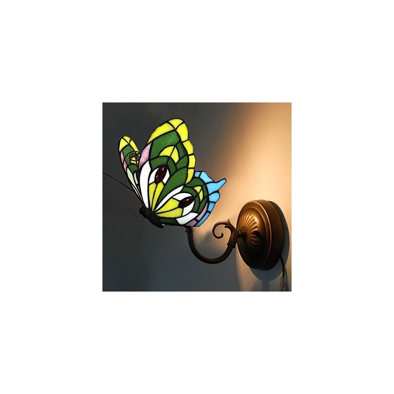 Lámpara de pared de hierro forjado creativa, estilo rural, estilo mediterráneo europeo, con luces de cristal.