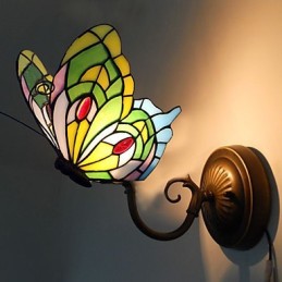 Lámpara de pared de hierro forjado creativa, estilo rural, estilo mediterráneo europeo, con luces de cristal.