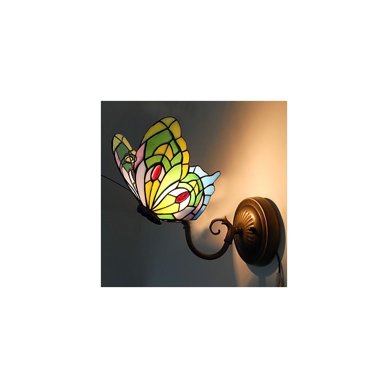 Lámpara de pared de hierro forjado creativa, estilo rural, estilo mediterráneo europeo, con luces de cristal.