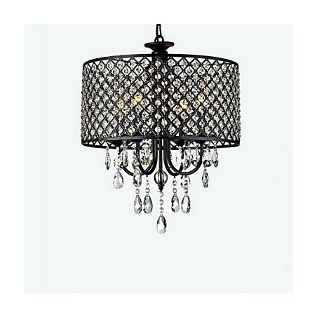 Lámpara de araña clásica tradicional de metal cromado y cristal