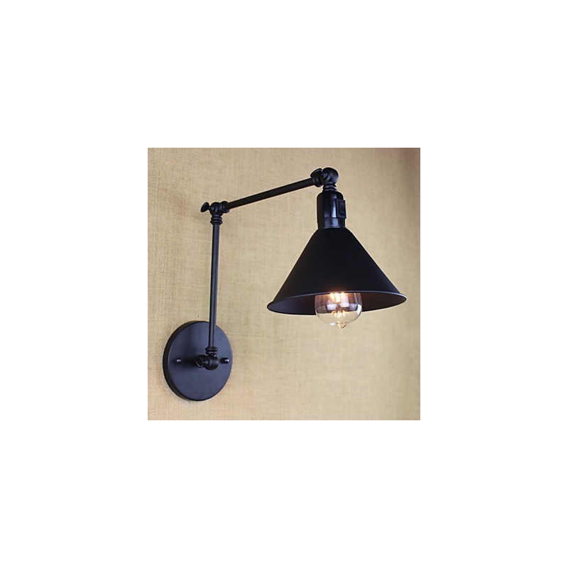 Interruptor de pared doble de brazo largo con cinturón negro mate retro