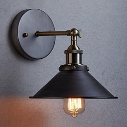 Aplique de pared industrial vintage Edison Simplicity de 1 luz, de metal, para comedor, estudio, oficina y pasillo.