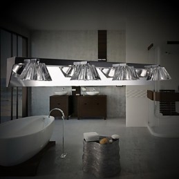 Aplique de pared moderno con pantalla de cristal, 4 luces, espejo frontal