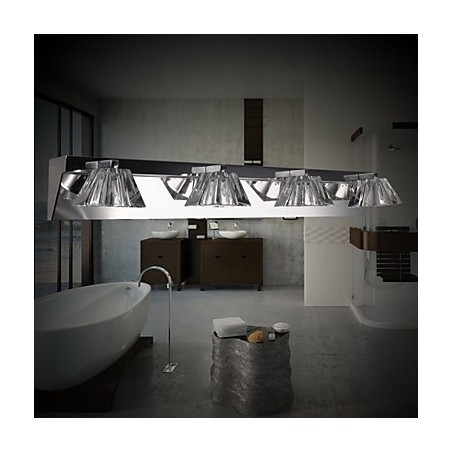Aplique de pared moderno con pantalla de cristal, 4 luces, espejo frontal Aplique de pared moderno con pantalla de cristal, 4 luces, espejo frontal