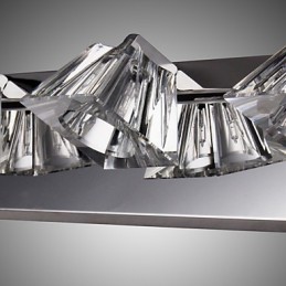 Aplique de pared moderno con pantalla de cristal, 4 luces, espejo frontal