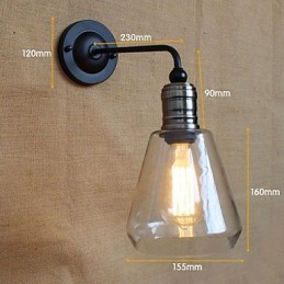 Aplique de pared de vidrio transparente estilo rústico mediterráneo americano