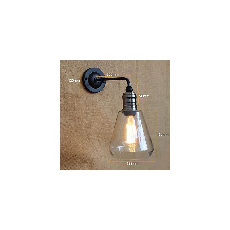 Aplique de pared de vidrio transparente estilo rústico mediterráneo americano