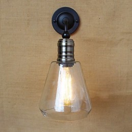 Aplique de pared de vidrio transparente estilo rústico mediterráneo americano