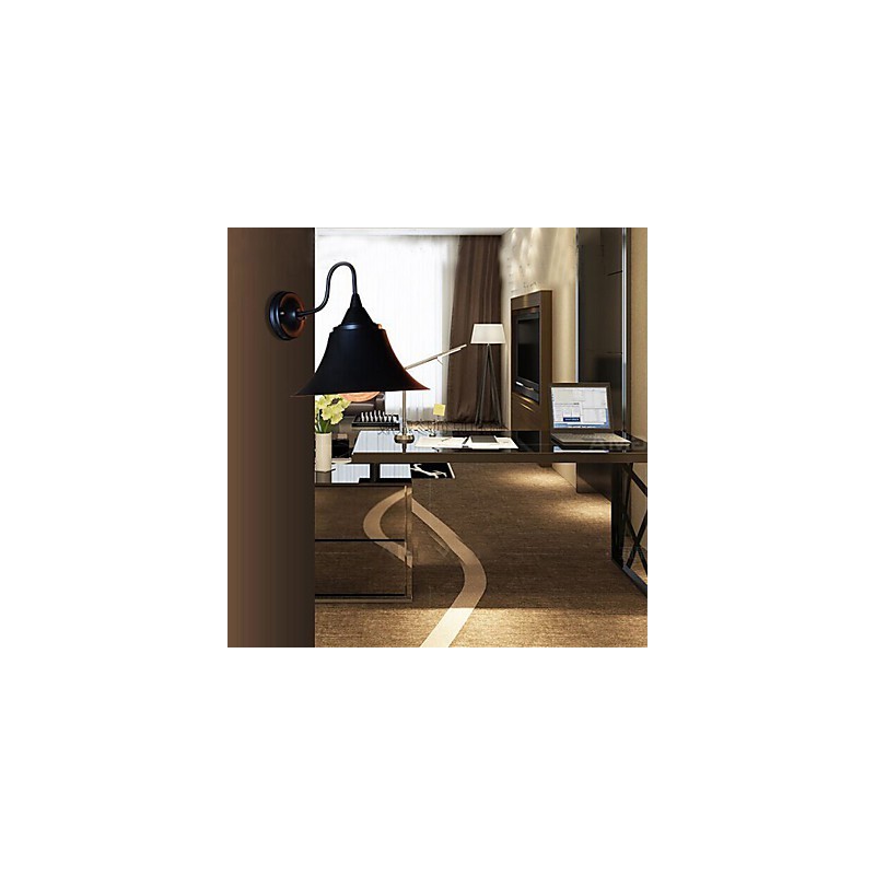 Lámpara de pared con tapa de hierro negro antiguo estilo loft de Designer Duds