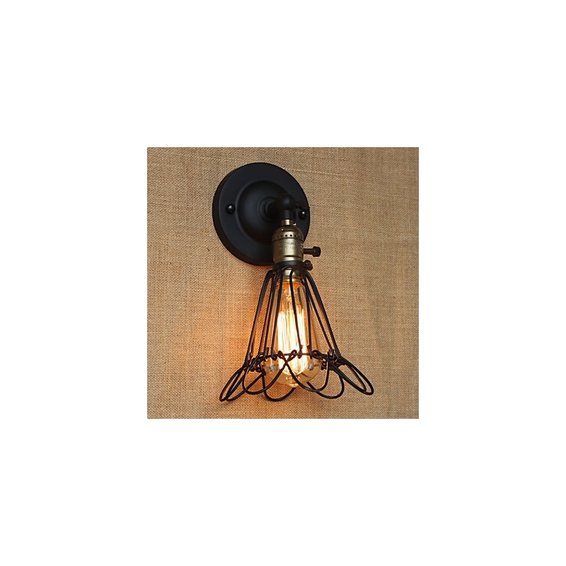 Aplique de pared decorativo de estilo industrial americano con valla de malla de hierro