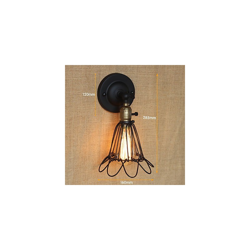 Aplique de pared decorativo de estilo industrial americano con valla de malla de hierro