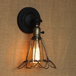 Aplique de pared decorativo de bronce con malla de hierro y valla de estilo industrial americano
