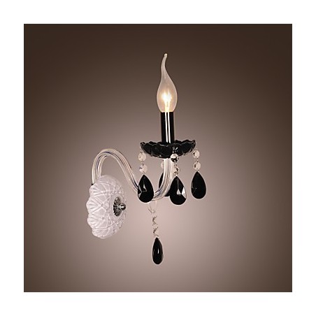 Lámpara de pared de cristal negro con bombilla de vela Lámpara de pared de cristal negro con bombilla de vela