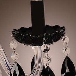 Lámpara de pared de cristal negro con bombilla de vela