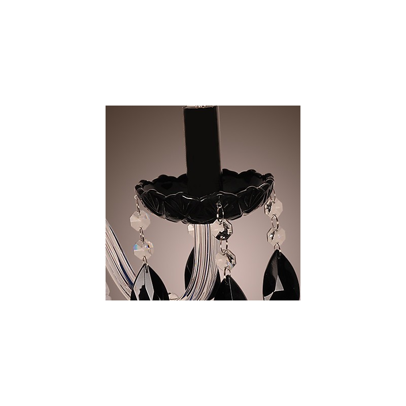 Lámpara de pared de cristal negro con bombilla de vela