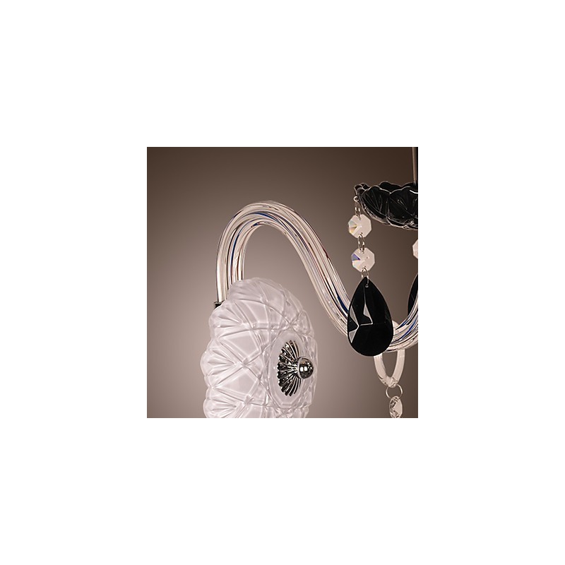 Lámpara de pared de cristal negro con bombilla de vela