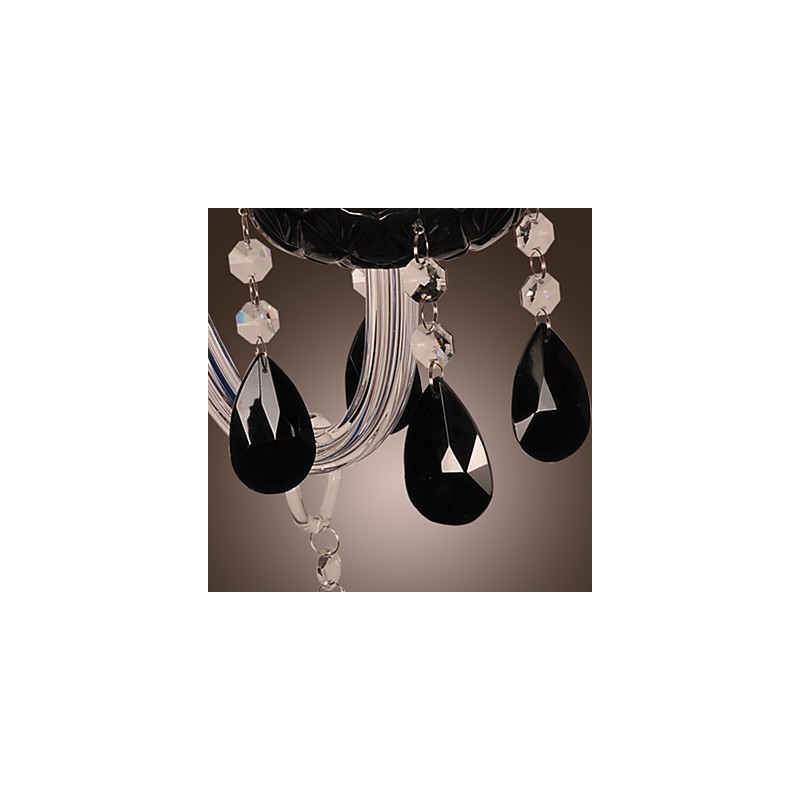 Lámpara de pared de cristal negro con bombilla de vela