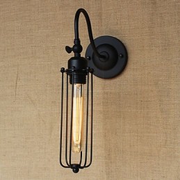 Lámpara de pared minimalista de estilo americano, estilo rústico, color negro mate, para sala de estar, dormitorio, balcón, mesita de noche