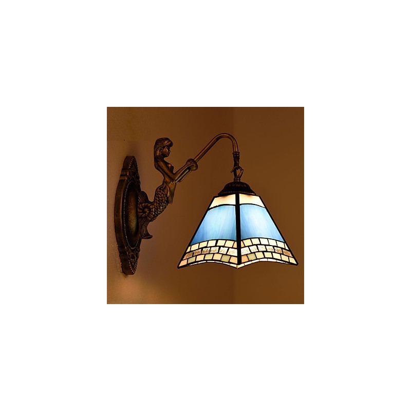 Lámpara de pared de hierro forjado creativa, estilo rural, estilo mediterráneo europeo, con luces de cristal.