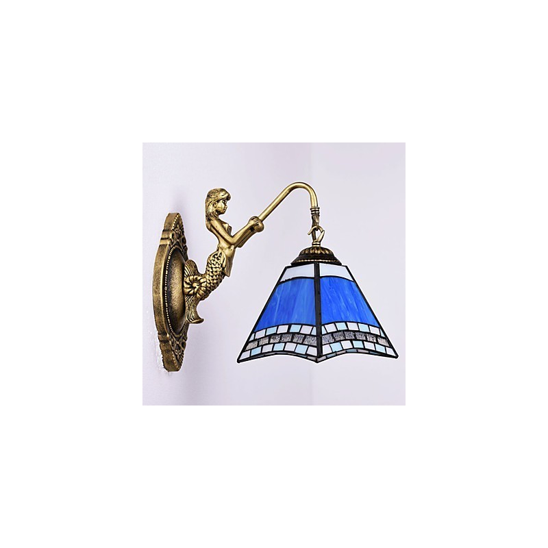 Lámpara de pared de hierro forjado creativa, estilo rural, estilo mediterráneo europeo, con luces de cristal.