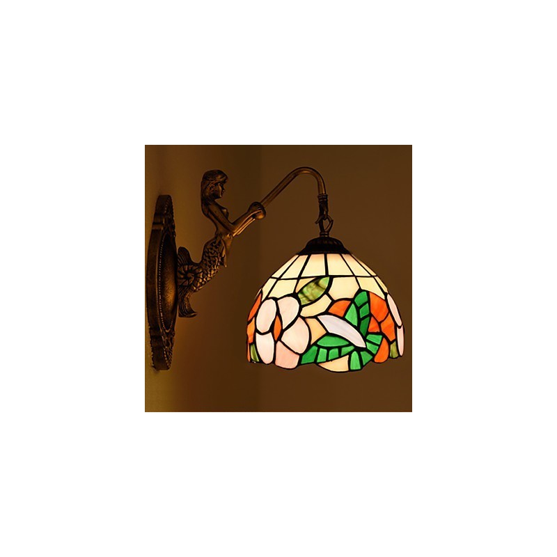 Lámpara de pared de hierro forjado creativa, estilo rural, estilo europeo, con luces de cristal