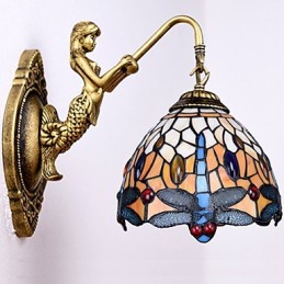 Lámpara de pared de hierro forjado creativa, estilo rural, estilo europeo, con luces de cristal