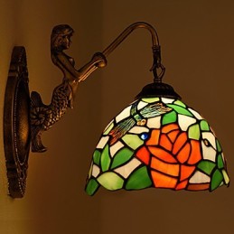 Lámpara de pared de hierro forjado creativa, estilo rural, estilo europeo, con luces de cristal