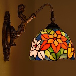 Lámpara de pared de hierro forjado creativa, estilo rural, estilo europeo, con luces de cristal