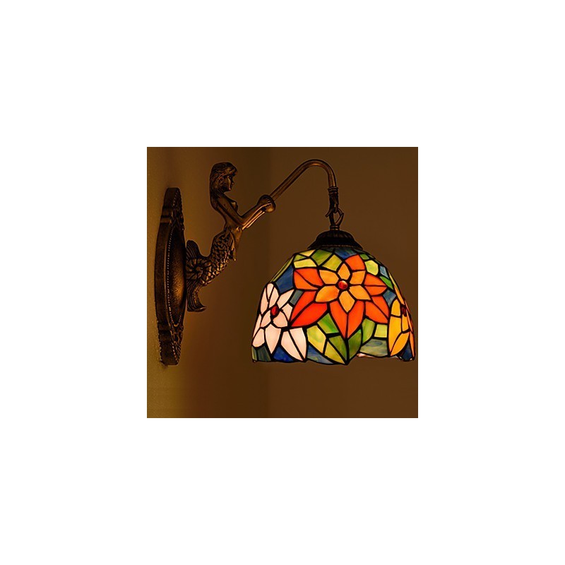 Lámpara de pared de hierro forjado creativa, estilo rural, estilo europeo, con luces de cristal