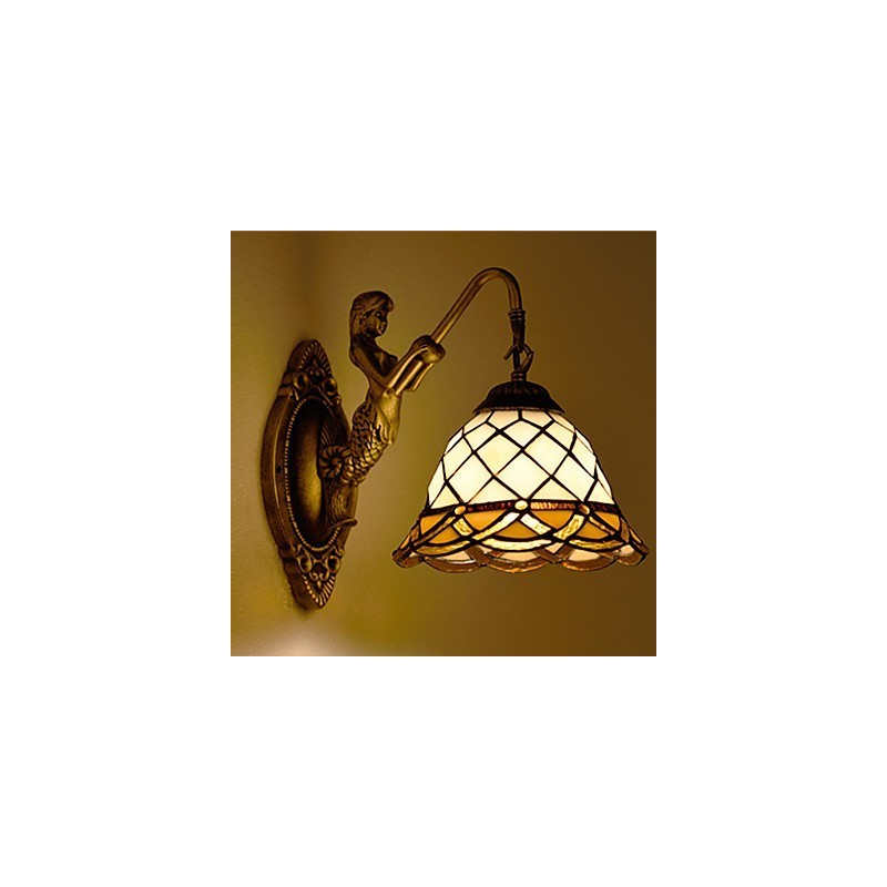 Lámpara de pared de hierro forjado creativa, estilo rural, estilo europeo, con luces de cristal