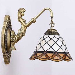 Lámpara de pared de hierro forjado creativa, estilo rural, estilo europeo, con luces de cristal