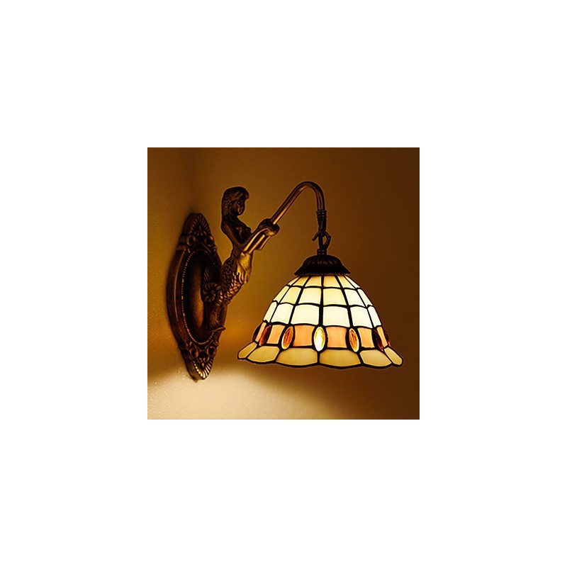 Lámpara de pared de hierro forjado creativa, estilo rural, estilo europeo, con luces de cristal