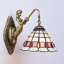 Lámpara de pared de hierro forjado creativa, estilo rural, estilo europeo, con luces de cristal