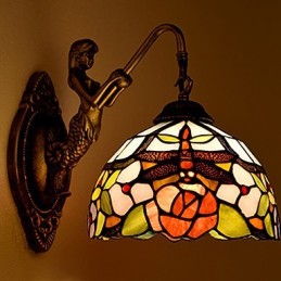 Lámpara de pared de hierro forjado creativa, estilo rural, estilo europeo, con luces de cristal
