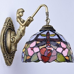 Lámpara de pared de hierro forjado creativa, estilo rural, estilo europeo, con luces de cristal