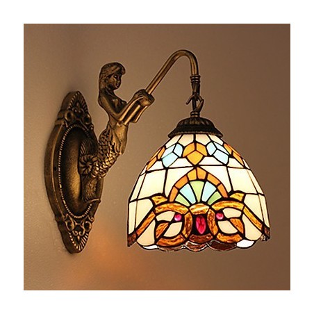 Lámpara de pared de hierro forjado creativa, estilo rural, estilo europeo, con luces de cristal Lámpara de pared de hierro forjado creativa, estilo rural, estilo europeo, con luces de cristal