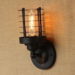 Aplique de pared decorativo retro sencillo y elegante de color negro para mesita de noche, pasillo, escalera y balcón.