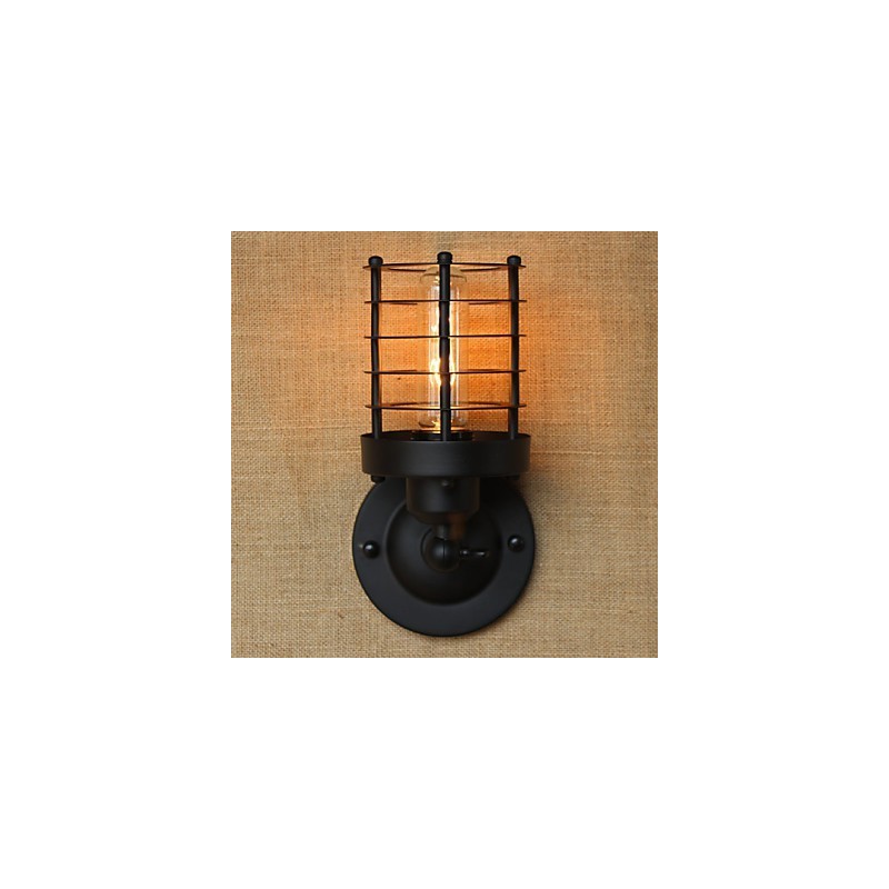 Aplique de pared decorativo retro sencillo y elegante de color negro para mesita de noche, pasillo, escalera y balcón.