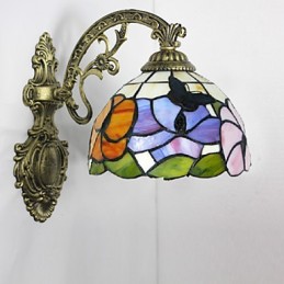 Lámpara de pared de hierro forjado creativa, estilo rural, estilo mediterráneo europeo, con luces de cristal.