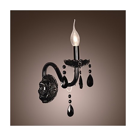 Lámpara de pared de cristal negro con bombilla de vela Lámpara de pared de cristal negro con bombilla de vela