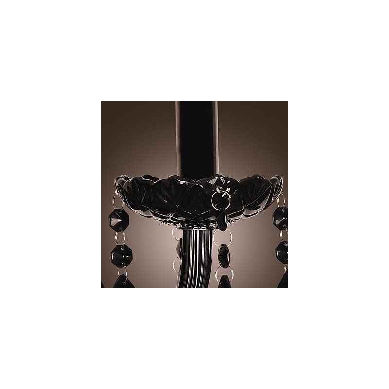 Lámpara de pared de cristal negro con bombilla de vela