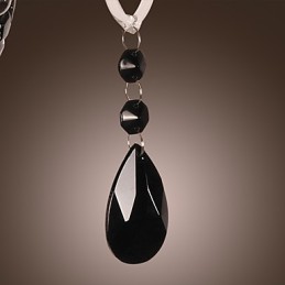 Lámpara de pared de cristal negro con bombilla de vela