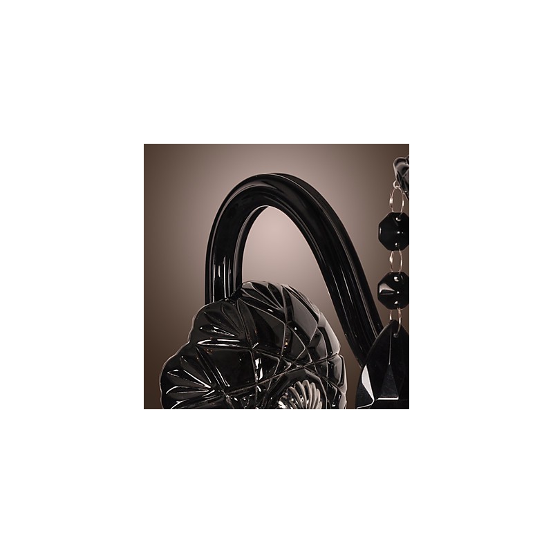 Lámpara de pared de cristal negro con bombilla de vela