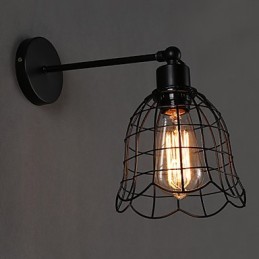 Lámpara de pared industrial de un solo cabezal, estilo europeo, de hierro forjado.
