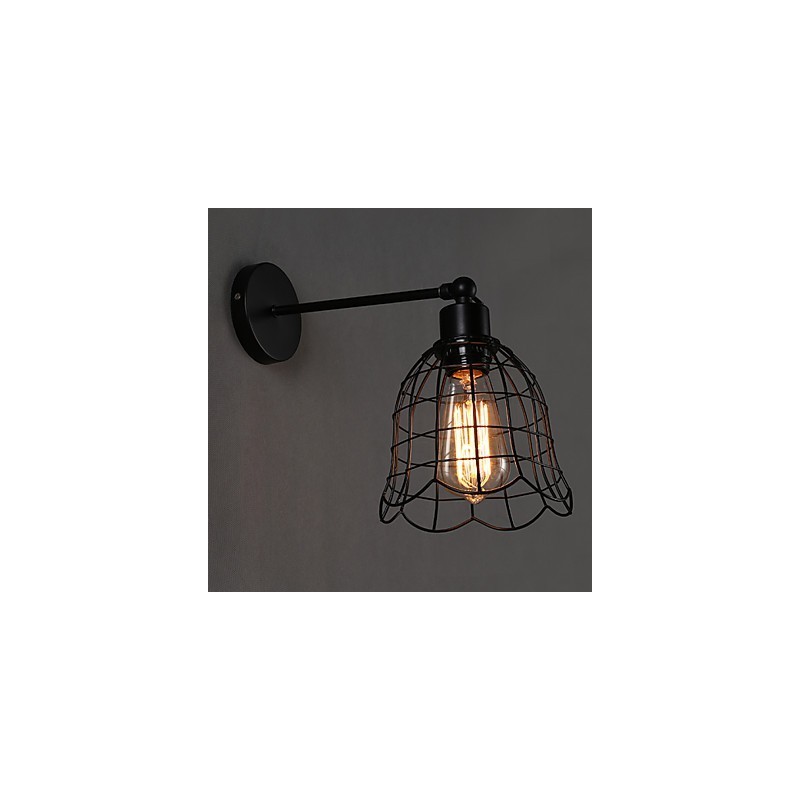 Lámpara de pared industrial de un solo cabezal, estilo europeo, de hierro forjado.