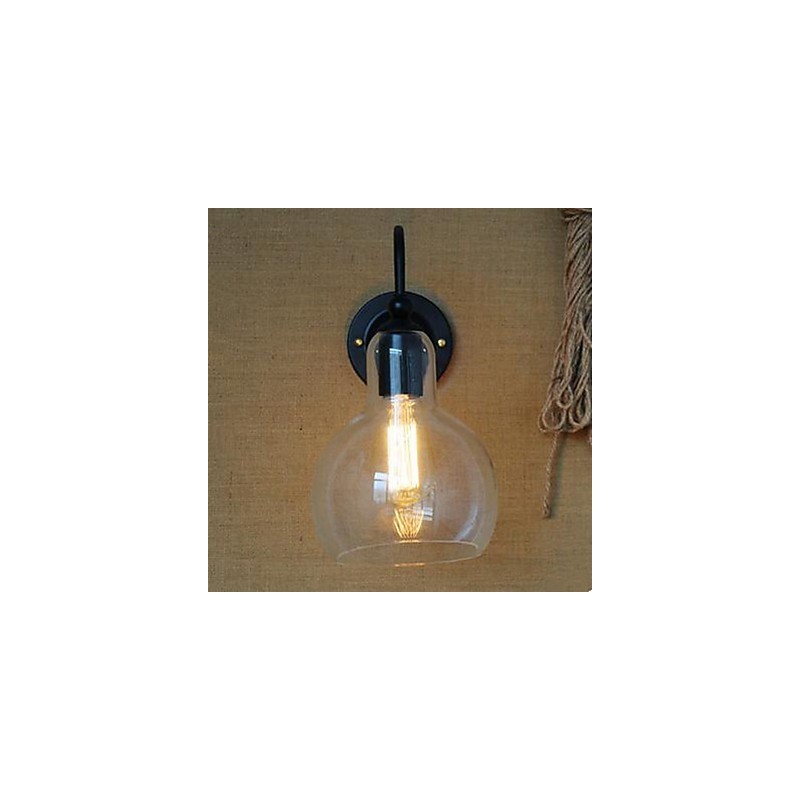 Lámpara de pared decorativa moderna de hierro forjado y vidrio para restaurante.