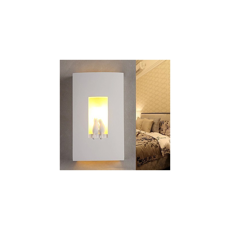 Lámpara colgante de pared de yeso con forma de gatito, moderna y cálida para habitación infantil